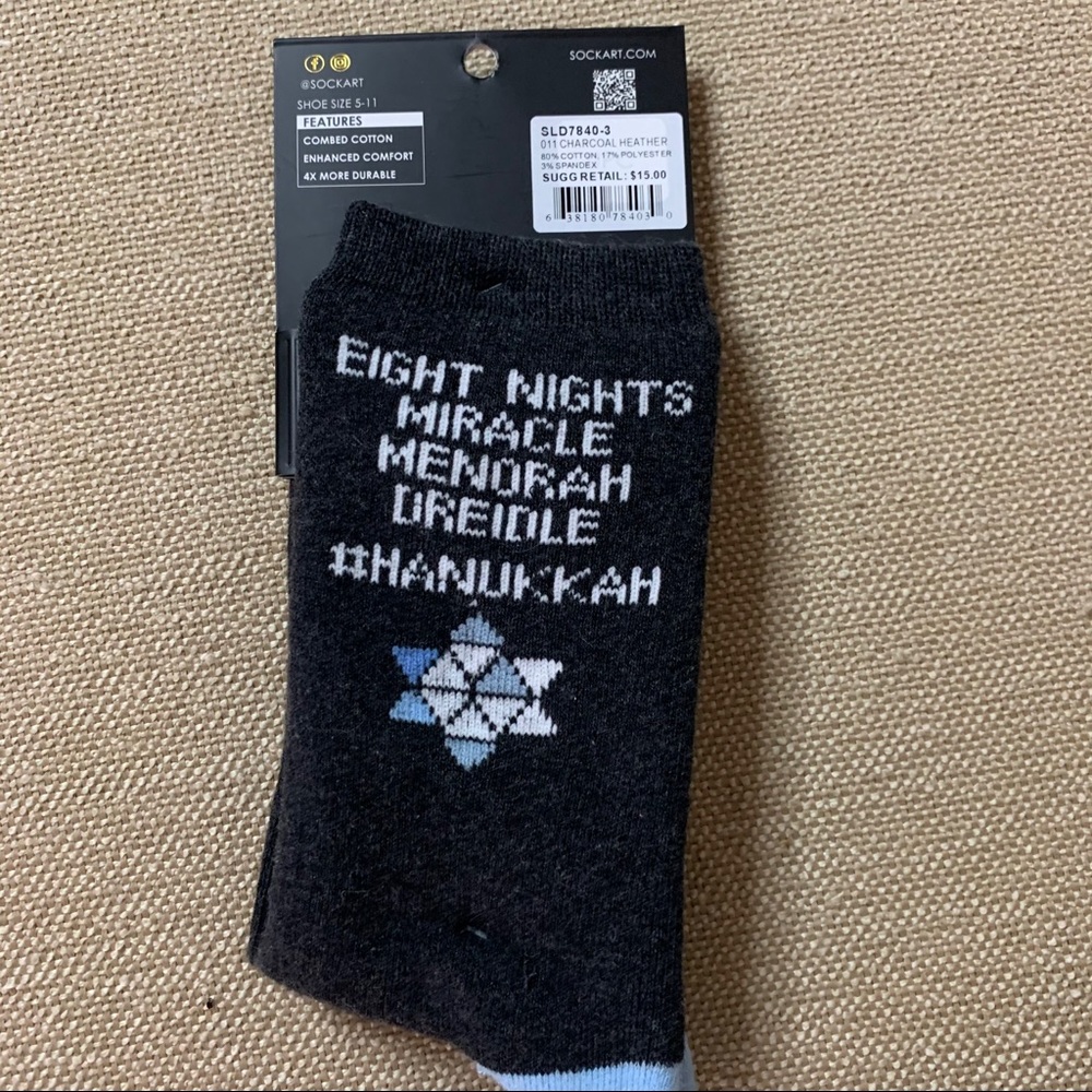 Hanukkah Menorah Dreidel Star Cotton Blend Socks